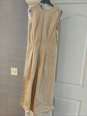 Zara Sleeveless Beige Wide-Leg Jumpsuit